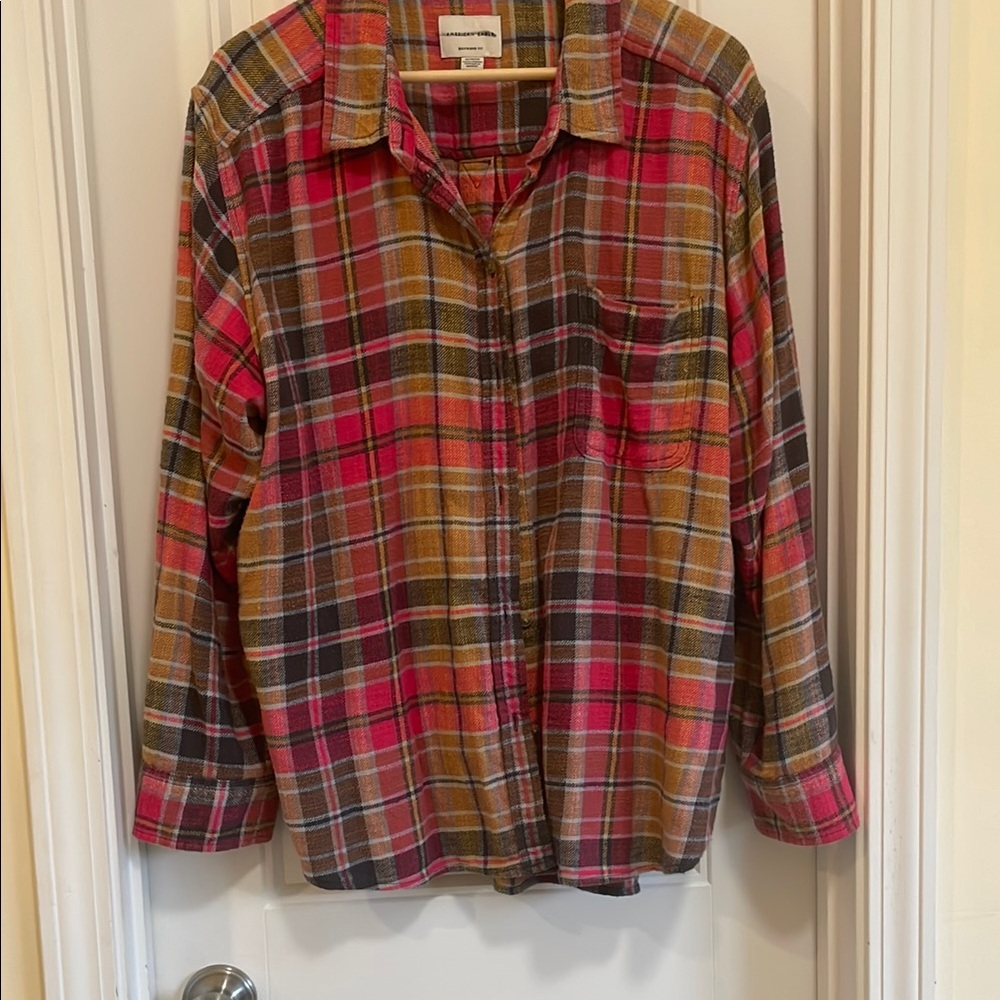 American Eagle Plaid Shirt in Red and Brown
